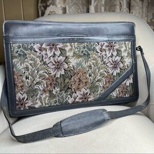 Vintage Viaggio Floral Print Attache Briefcase Portfolio Bag Gray W/ Handles